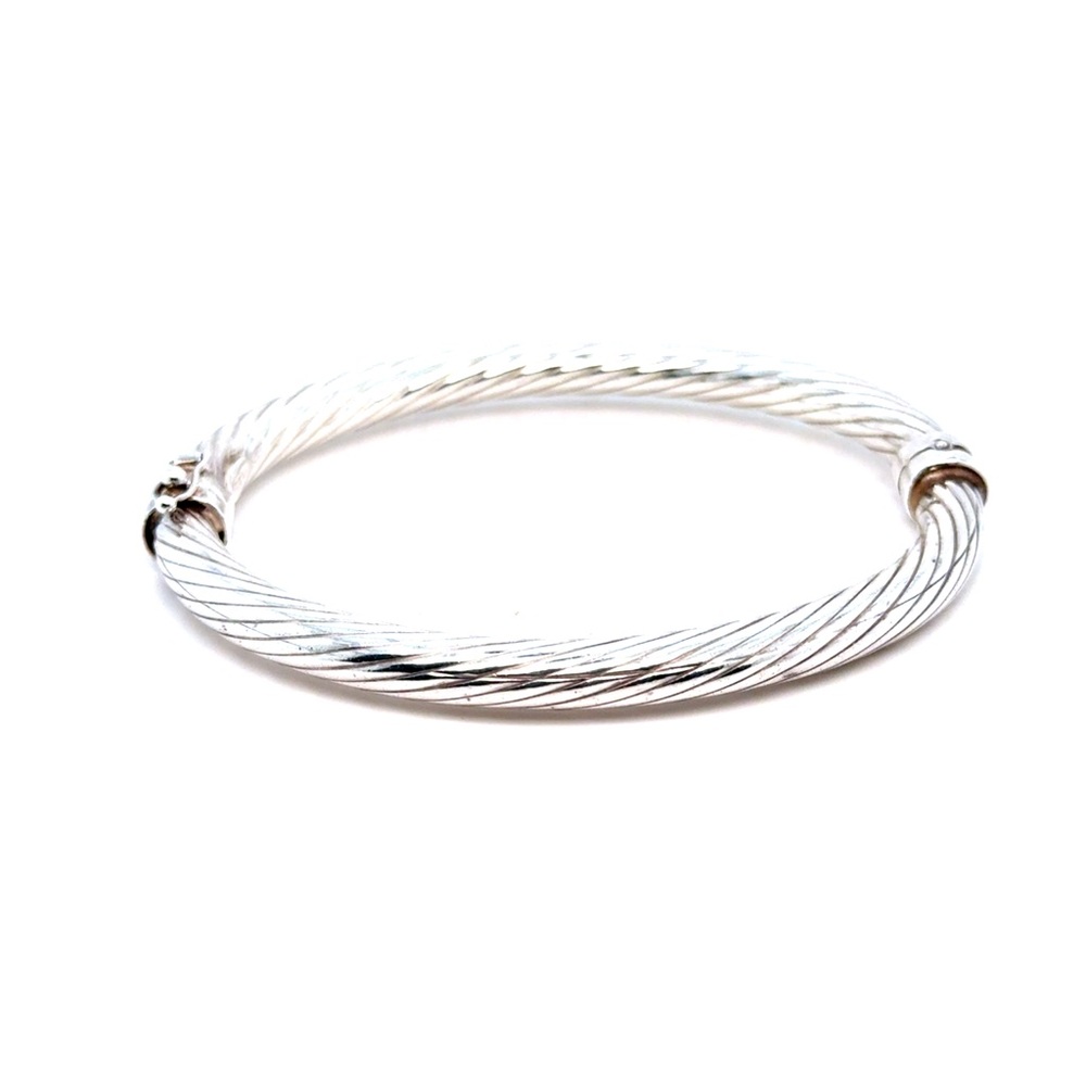 Sterling Silver Twisted Cable‎ Bangle Bracelet - Silver
